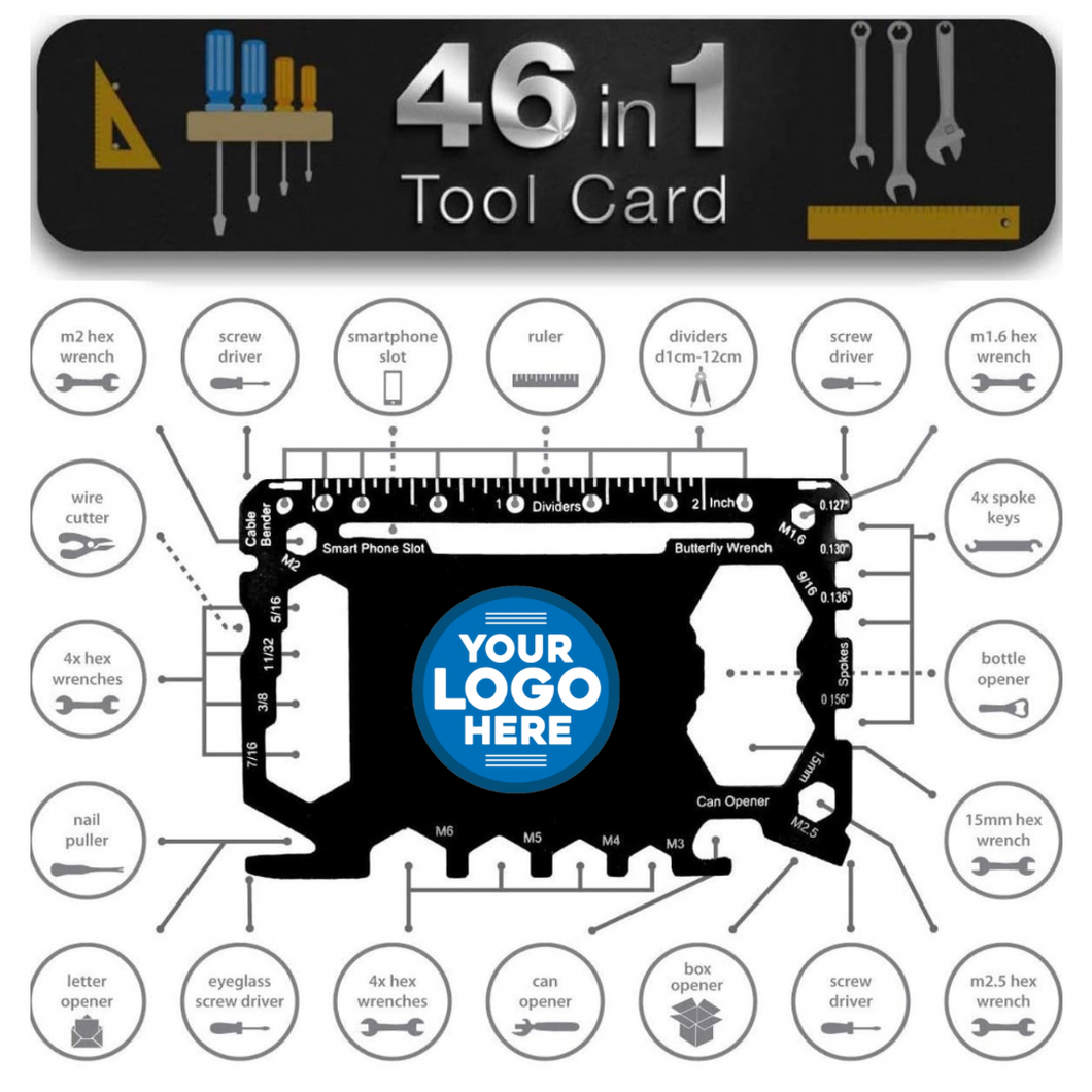 46 in 1 Multi Tool Business Card - Add Your Logo!