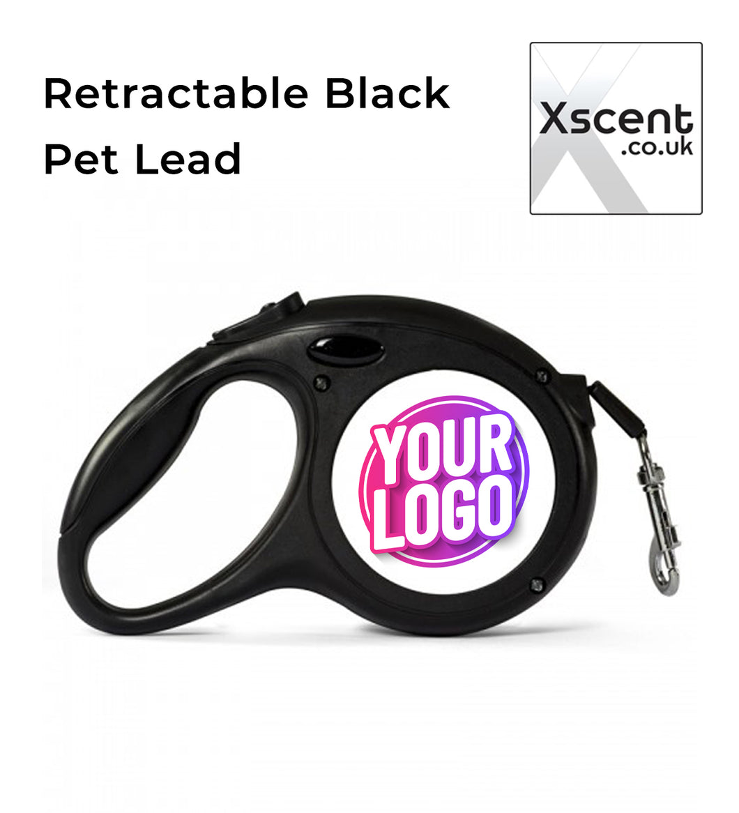 Retractable Black Pet Lead - Add Your Logo!