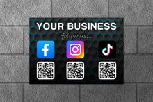 Load image into Gallery viewer, Follow Us Social Media Printed Sign &amp; Sticker Bundle
